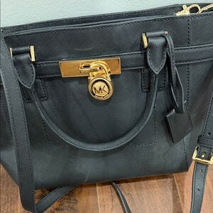 Michael Kors Black Satchel with Gold Accents